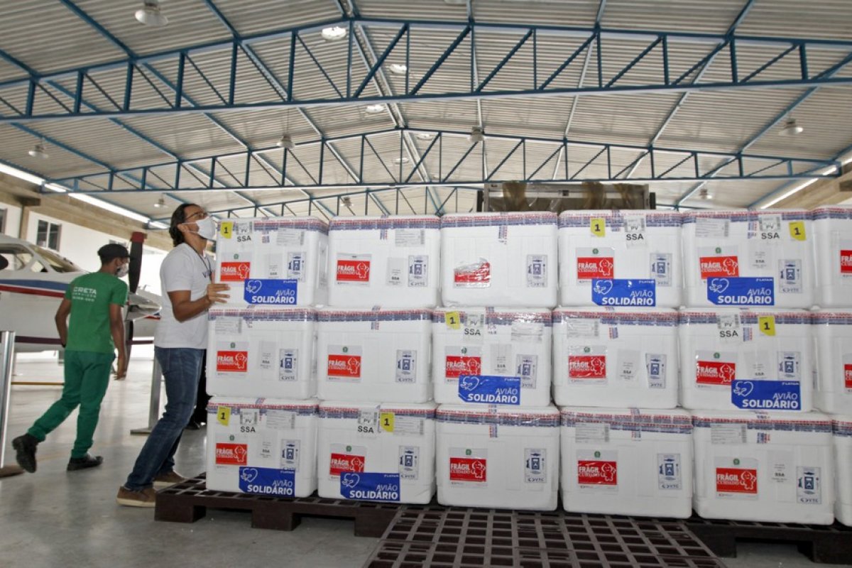 Bahia recebe novo lote com mais de 336 mil doses da vacina contra a Covid-19 enviado pelo Governo Federal