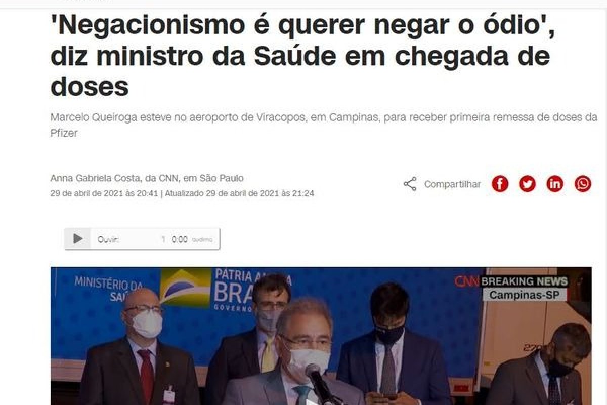 Vídeo: CNN Brasil muda fala de ministro da Saúde ao trocar 'óbvio' por 'ódio'