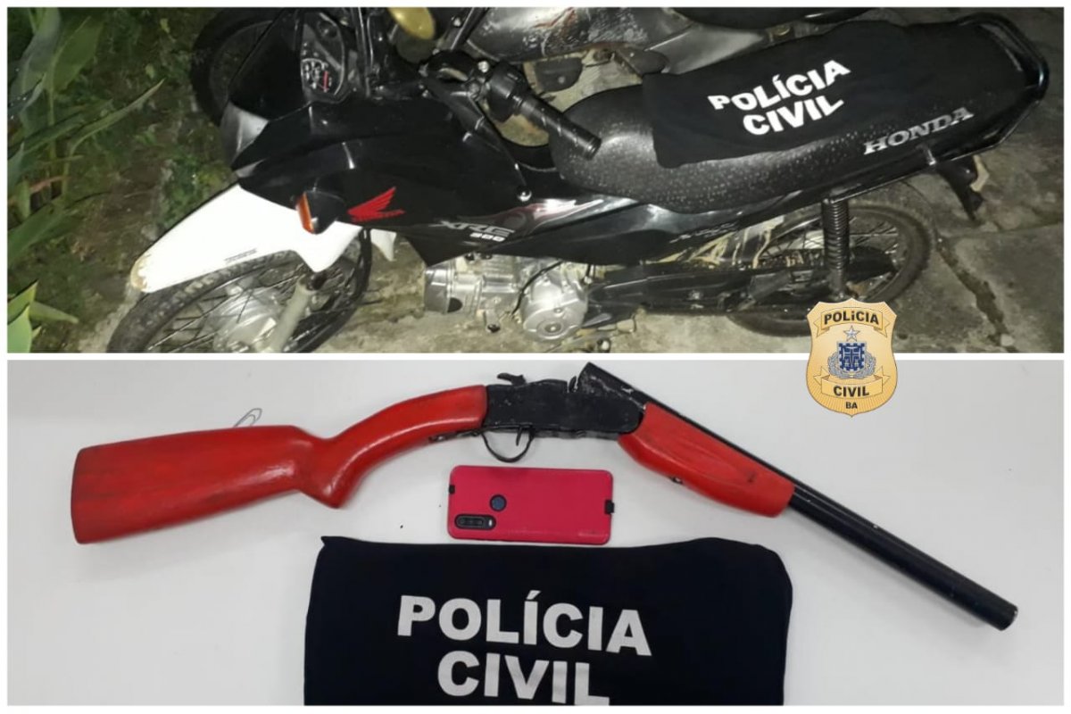 Ação conjunta apreende armas, motocicleta e maconha em Santo Amaro