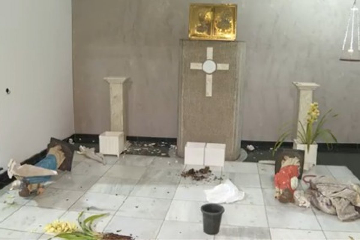 Igreja católica é alvo de vândalos em Osasco e tem imagens de santos destruídas