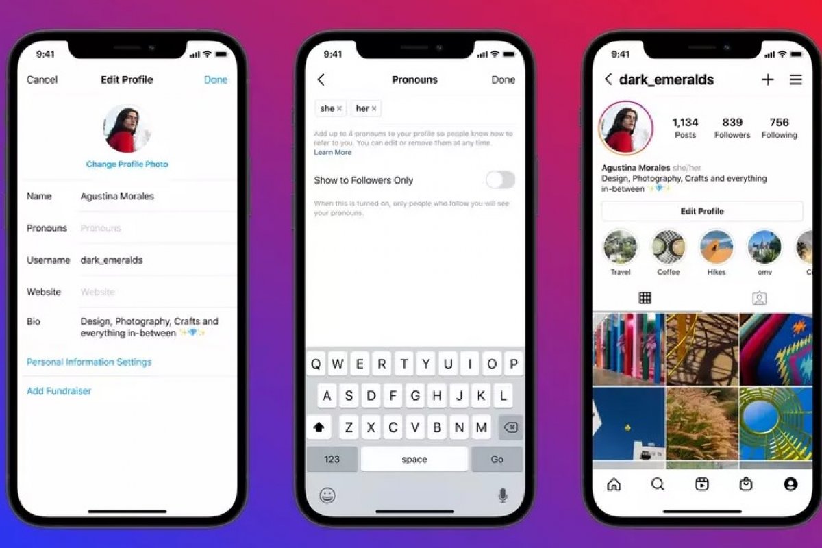 Instagram lança função para colocar pronome no perfil