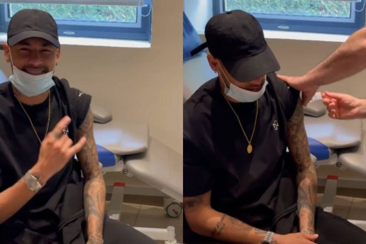 Neymar recebe a primeira dose de vacina contra a Covid-19