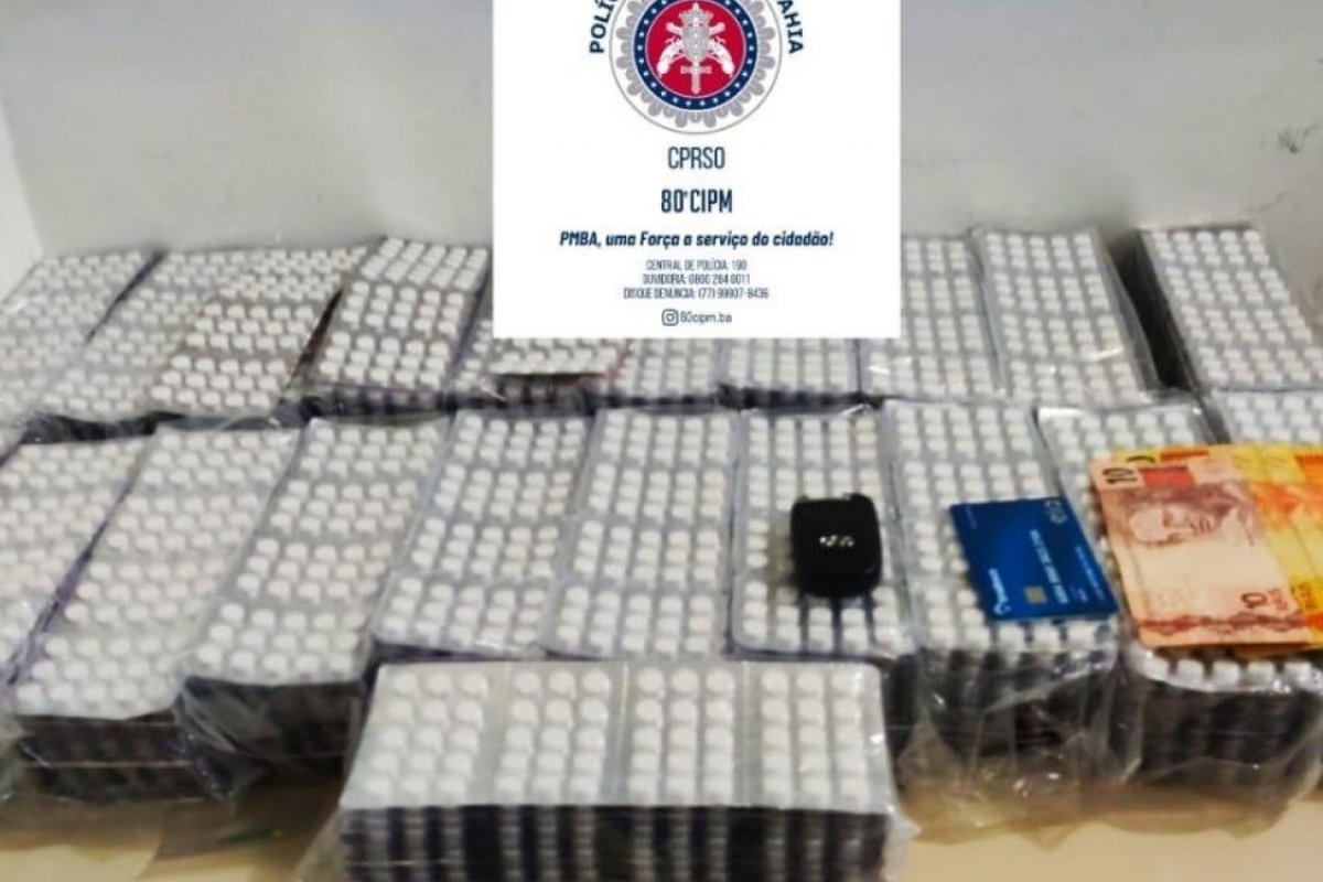 Homem é preso após ser flagrado com 16 mil comprimidos ilegais em Cândido Sales, sudoeste da Bahia