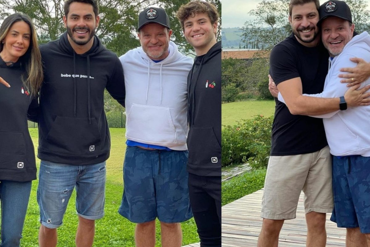 Rubens Barrichello celebra 49 anos com os ex-BBBs Rodolffo e Caio