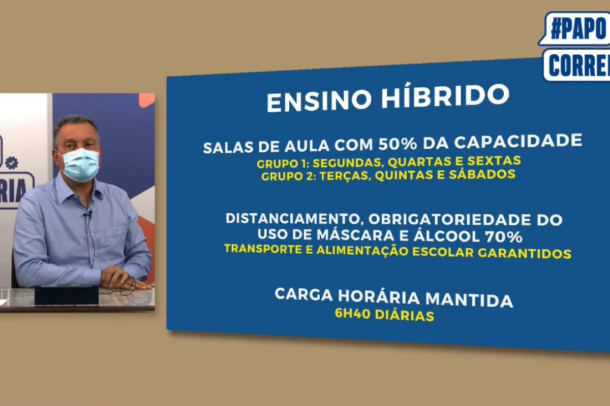 "Dia 26 de julho", anuncia Rui Costa retorno das aulas semipresenciais 
