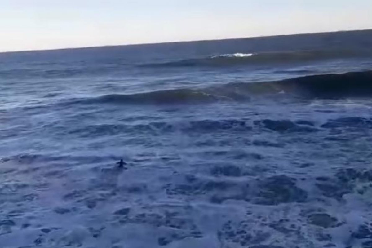 Vídeo: equipes dos Bombeiros Marítimos salvam surfista em praia do Guarujá, em São Paulo
