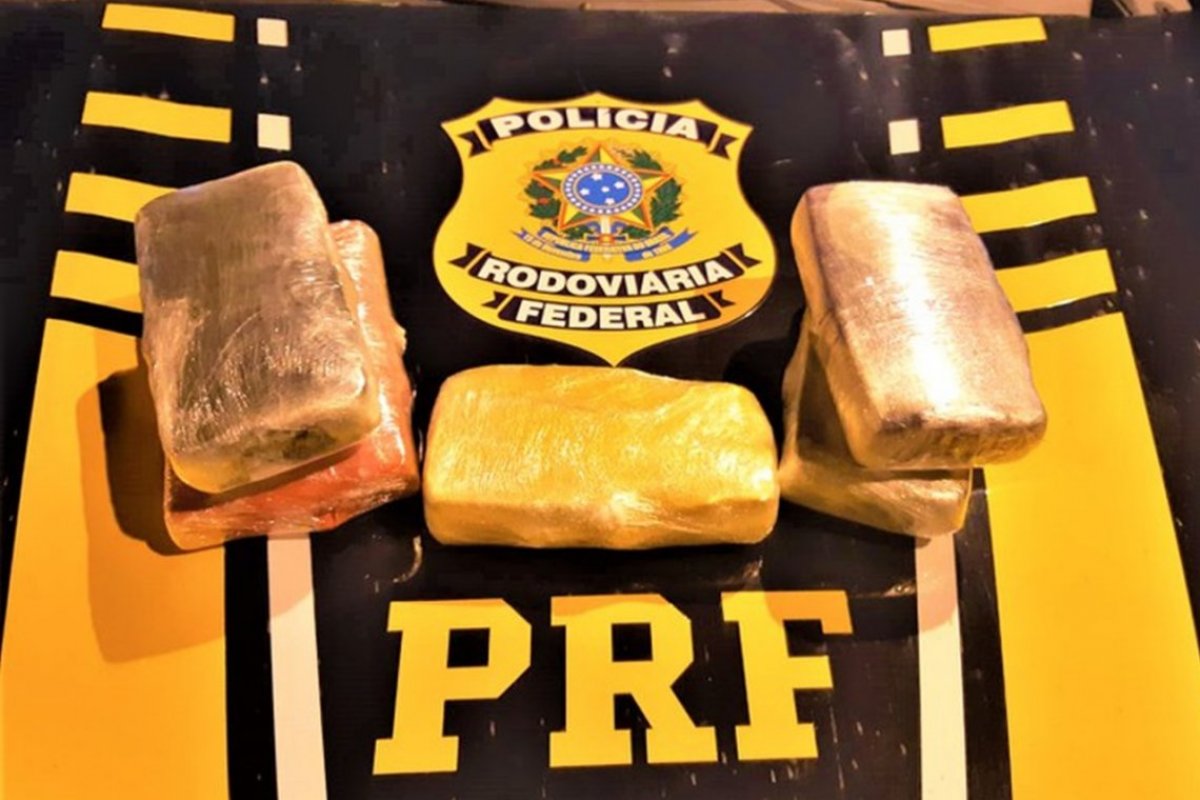 PRF apreende drogas avaliadas em R$ 700 mil em cobertor e peça íntima de passageira de ônibus na BR-101