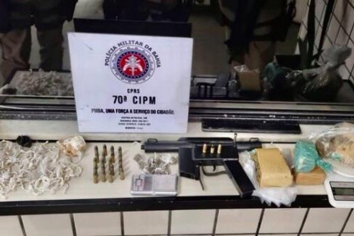 Mulher é presa com submetralhadora e drogas em Ilhéus