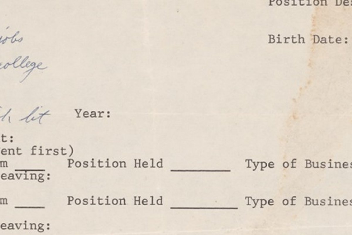 Currículo de jovem Steve Jobs será leiloado nas versões física e NFT