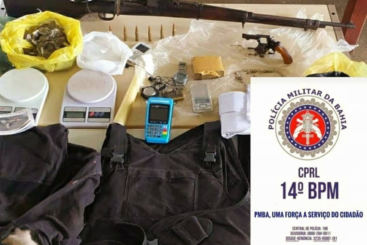 Polícia apreende fuzil, coletes e drogas no recôncavo da Bahia
