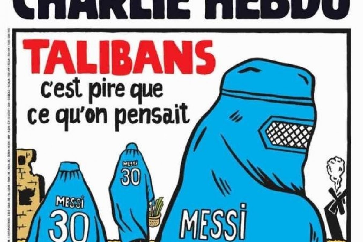 Revista francesa associa grupo extremista Talibã, PSG e Messi em capa semanal