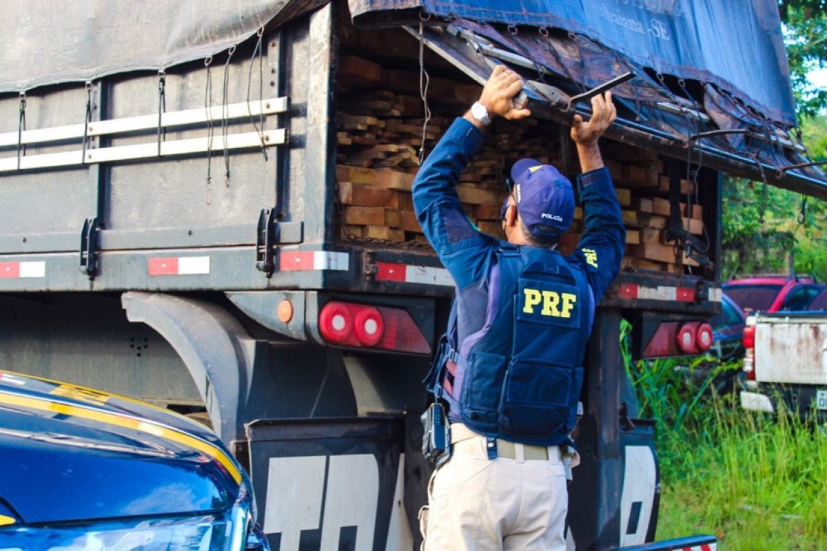 No Sul da Bahia, homem é preso com CNH suspensa enquanto fazia transporte de madeira ilegal