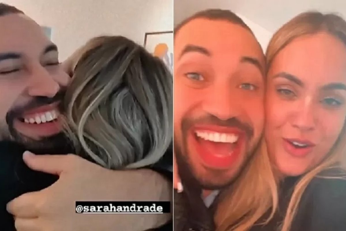 Eternos amigos! Gil se despede de Sarah antes de embarcar para os Estados Unidos