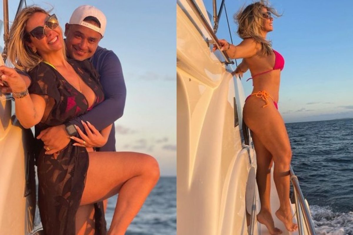 Em plena forma, Carla Perez curte passeio de lancha com Xanddy