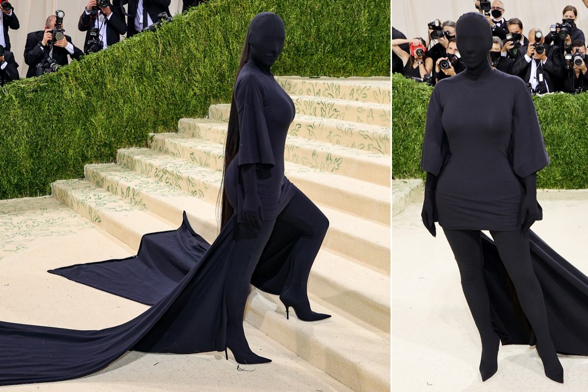 Met Gala 2021: Kim Kardashian vira meme ao desfilar com o rosto e o corpo cobertos