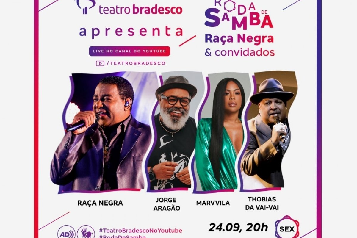 Raça Negra realiza live, nesta sexta, no Teatro Bradesco