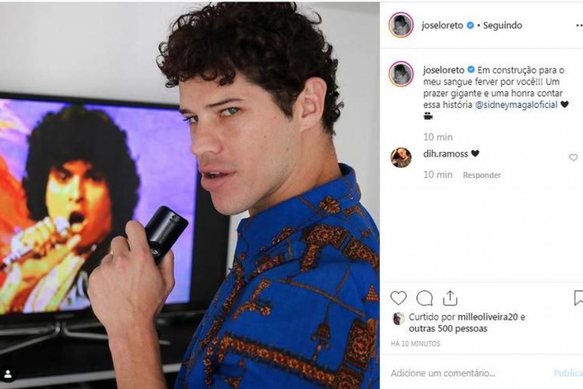 José Loreto mostra seu visual como Sidney Magal, seu próximo personagem nas telonas