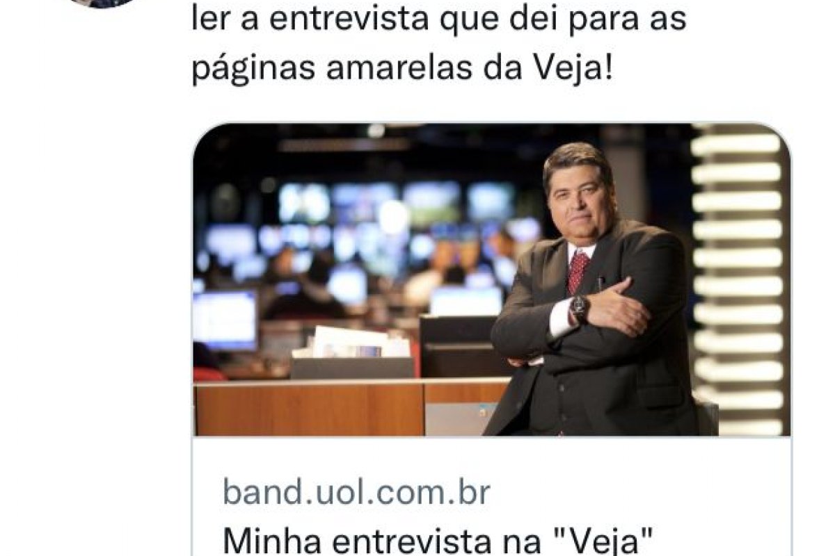 Datena vira chacota na web após pedir que leiam entrevista na Veja