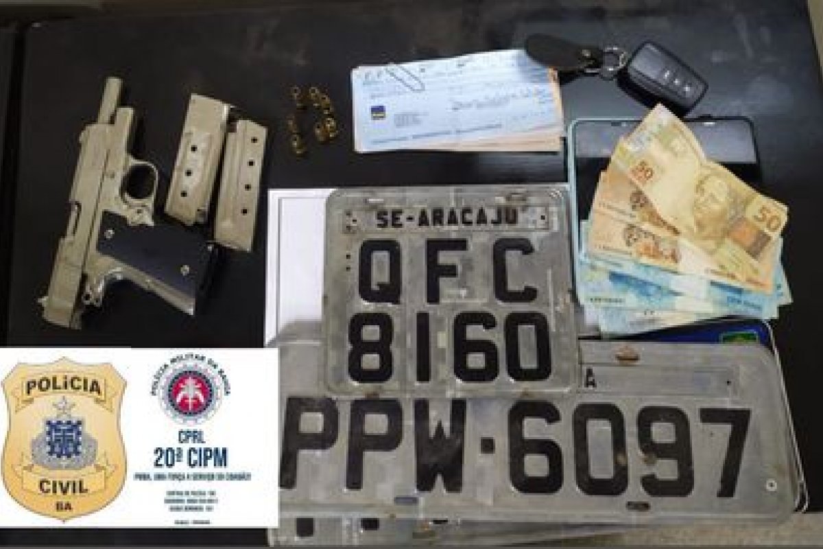 Dupla é presa com arma e carro roubado próximo a Conceição do Jacuípe, na Bahia