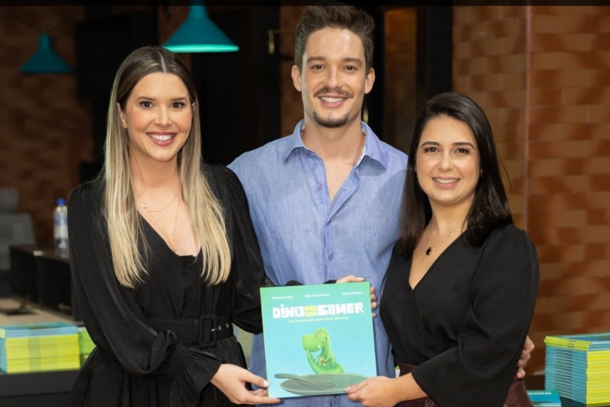 Publicitário Bernardo Amin, nutricionista Elisa de Espíndola e a fonoaudióloga Jéssica Batista lançam livro infantil