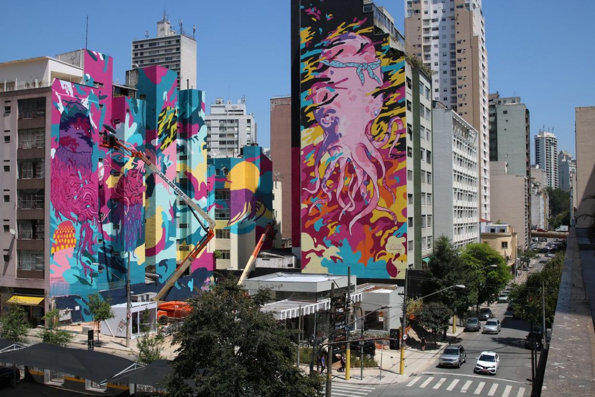 Centro de São Paulo ganha grafite de 10 mil m²