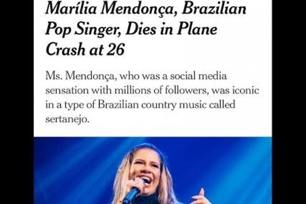 Jornal New York Times e as revistas People e Billboard repercutem morte de Marília Mendonça