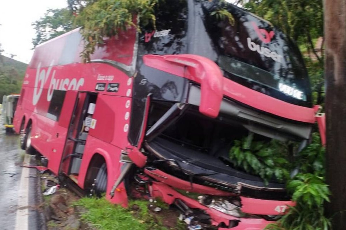 Acidente entre carro e ônibus deixa cinco mortos em Juiz de Fora (MG)